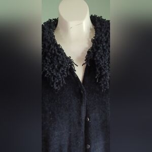 Vintage Valerie Steven’s Black Sweater Shag Collar And Cuffs LG Nice